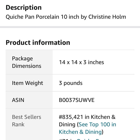 Ceramic tart pan Christine Holm - Picture 11 of 13